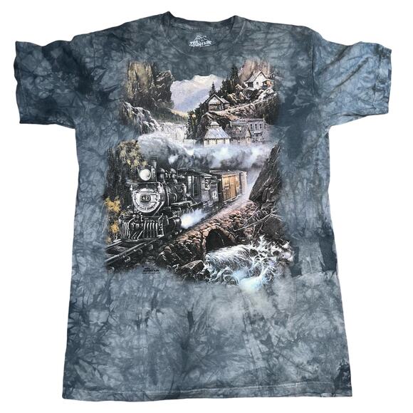 Vintage The Mountain 1998 Ted Blaylock, STEAM ENGINE TRAIN graphic tee, size Lg - Picture 1 of 6